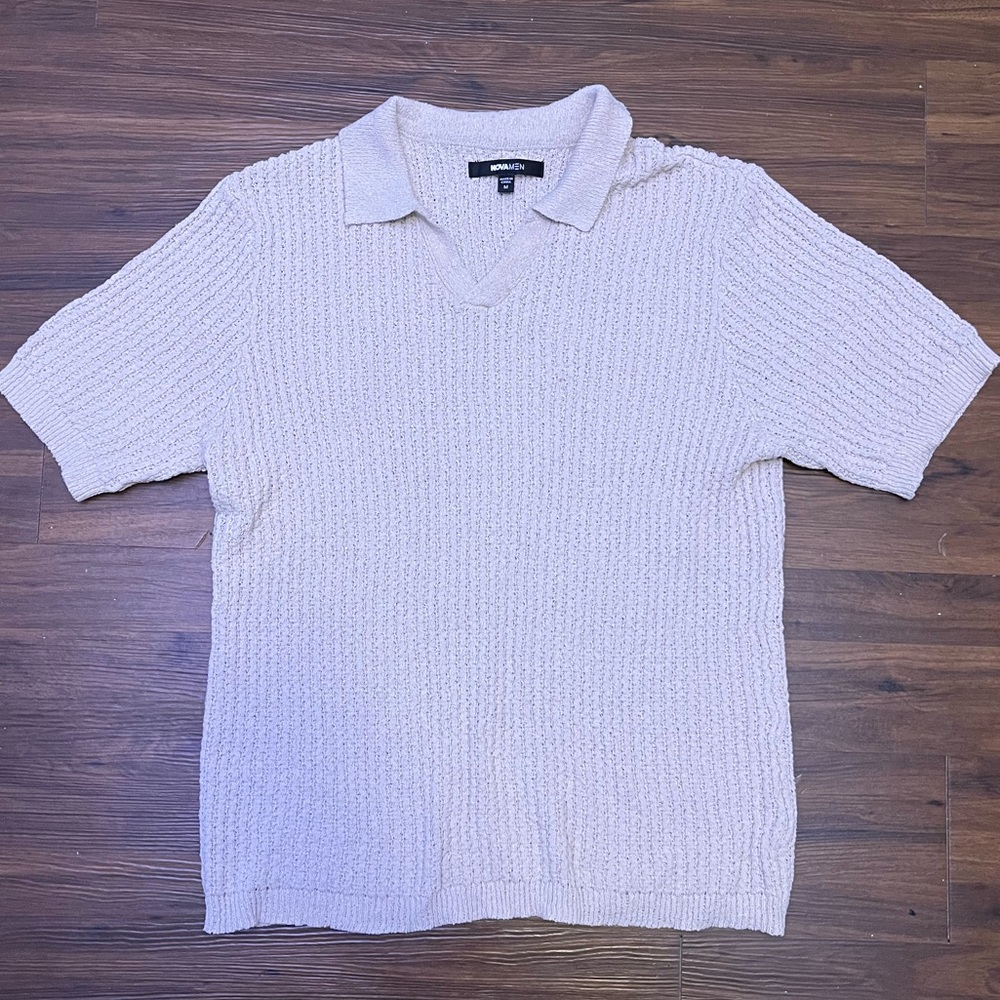 Fashion Nova Cream Knit Dress Shirt (WORE ONCE!!)